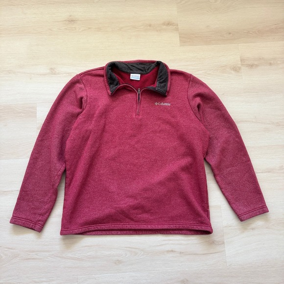 Columbia Mens Great Hart Mountain III Half Zip Pullover Burgundy Red Heather L - Picture 1 of 11